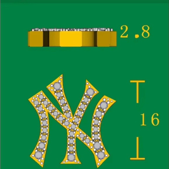 Gold Rhinestone "NY" Stud Earrings - Picture 6 of 6